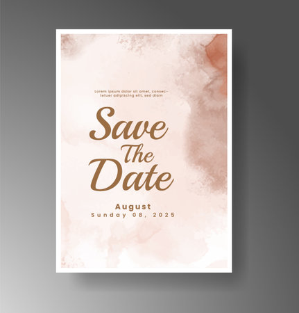 Wedding card invitation template with hand painted watercolor splashのイラスト素材
