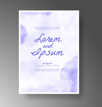 Wedding card invitation template with hand painted watercolor splashのイラスト素材