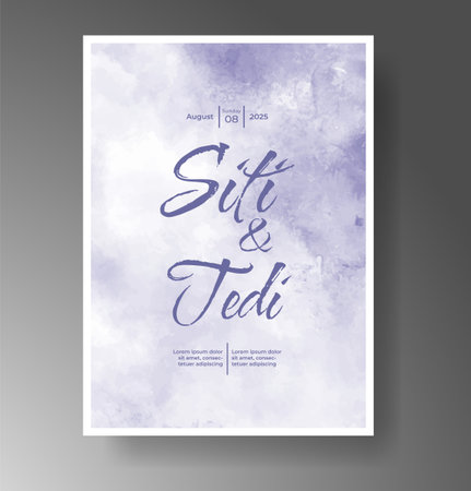 Wedding card invitation template with hand painted watercolor splashのイラスト素材
