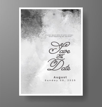 Wedding card invitation template with hand painted watercolor splashのイラスト素材