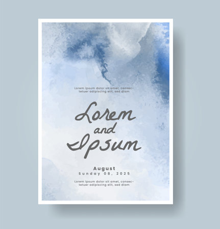 Wedding card invitation template with hand painted watercolor splashのイラスト素材
