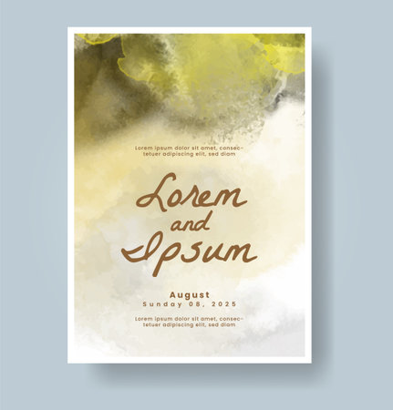 Wedding card invitation template with hand painted watercolor splashのイラスト素材