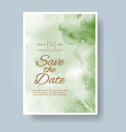 Wedding card invitation template with hand painted watercolor splashのイラスト素材