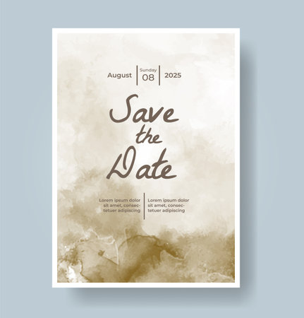 Wedding card invitation template with hand painted watercolor splashのイラスト素材