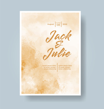 Wedding card invitation template with hand painted watercolor splashのイラスト素材