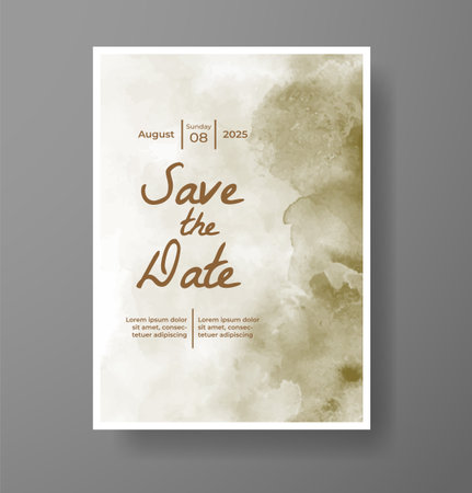 Wedding card invitation template with hand painted watercolor splashのイラスト素材