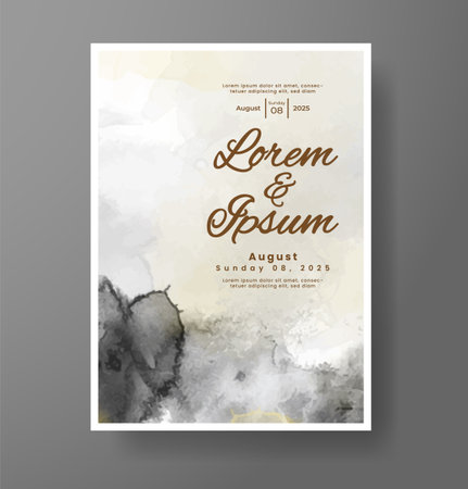 Wedding card invitation template with hand painted watercolor splashのイラスト素材