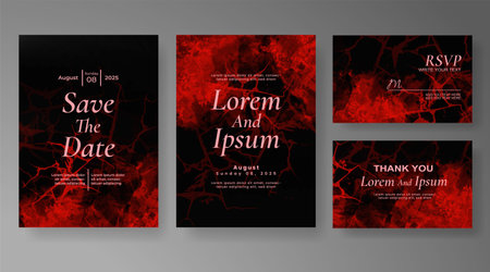 Wedding card invitation template with hand painted watercolor splashのイラスト素材