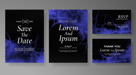 Wedding card invitation template with hand painted watercolor splashのイラスト素材