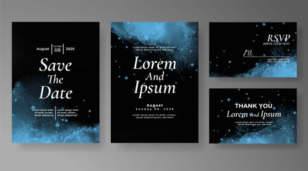 Wedding card invitation template with hand painted watercolor splashのイラスト素材