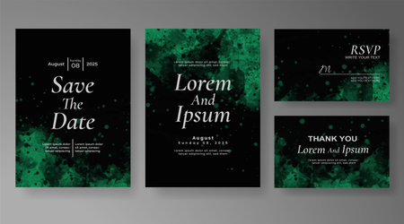 Wedding card invitation template with hand painted watercolor splashのイラスト素材