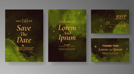 Wedding card invitation template with hand painted watercolor splashのイラスト素材