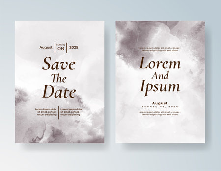 Wedding invitation with abstract splash watercolorのイラスト素材