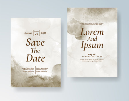 Wedding invitation with abstract splash watercolorのイラスト素材