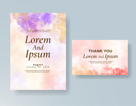 Wedding invitation with abstract splash watercolorのイラスト素材