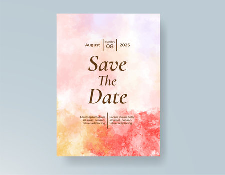 Wedding invitation with abstract splash watercolorのイラスト素材