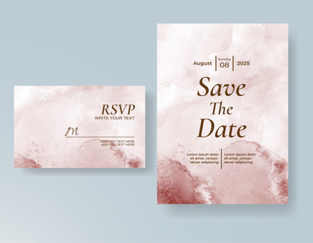 Wedding invitation with abstract splash watercolorのイラスト素材