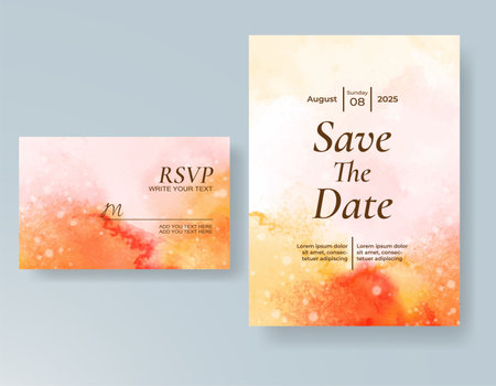 Wedding invitation with abstract splash watercolorのイラスト素材