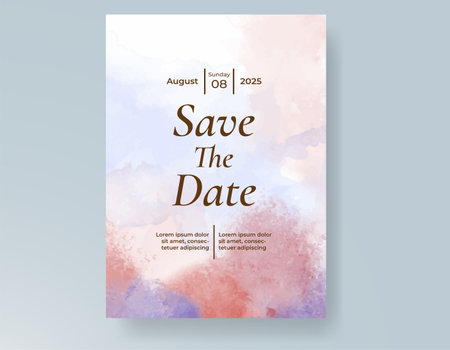 Wedding invitation with abstract splash watercolorのイラスト素材