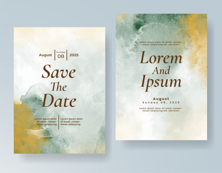 Wedding invitation with abstract splash watercolorのイラスト素材