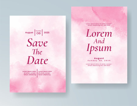 Wedding invitation with abstract splash watercolorのイラスト素材