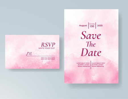 Wedding invitation with abstract splash watercolorのイラスト素材