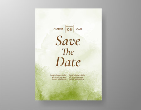 Wedding card invitation template with hand painted watercolor splashのイラスト素材