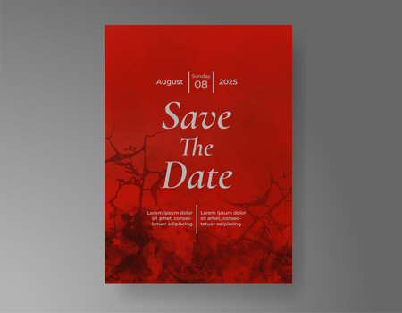 Wedding card invitation template with hand painted watercolor splashのイラスト素材