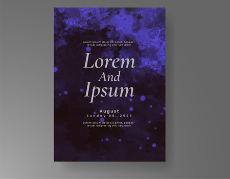 Wedding card invitation template with hand painted watercolor splashのイラスト素材