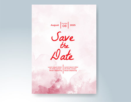 Wedding card invitation template with hand painted watercolor splashのイラスト素材
