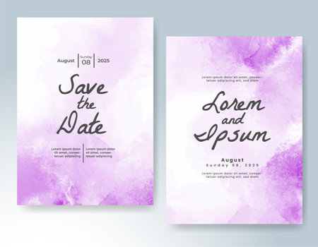 Wedding card invitation template with hand painted watercolor splashのイラスト素材
