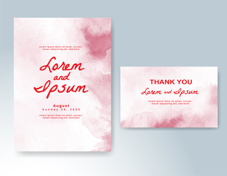 Wedding card invitation template with hand painted watercolor splashのイラスト素材