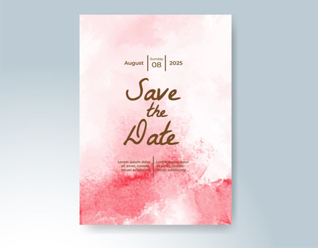Wedding card invitation template with hand painted watercolor splashのイラスト素材