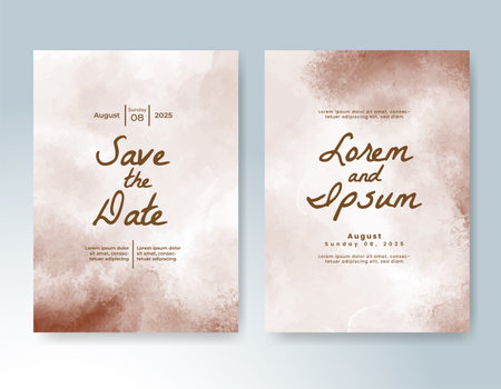 Wedding card invitation template with hand painted watercolor splashのイラスト素材
