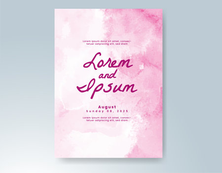 Wedding card invitation template with hand painted watercolor splashのイラスト素材