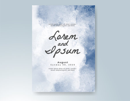 Wedding card invitation template with hand painted watercolor splashのイラスト素材