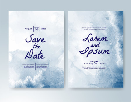 Wedding card invitation template with hand painted watercolor splashのイラスト素材
