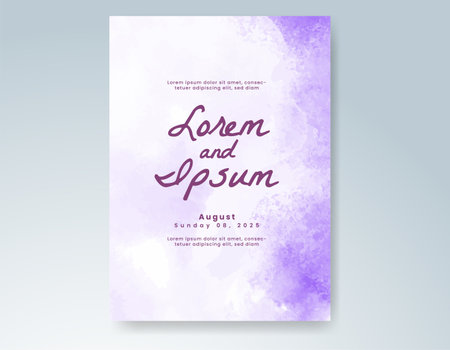 Wedding card invitation template with hand painted watercolor splashのイラスト素材