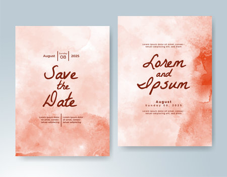 Wedding card invitation template with hand painted watercolor splashのイラスト素材