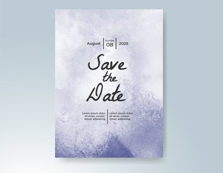 Wedding card invitation template with hand painted watercolor splashのイラスト素材