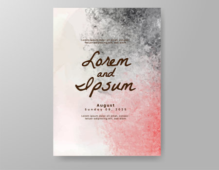 Wedding card invitation template with hand painted watercolor splashのイラスト素材