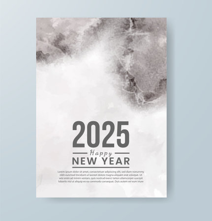 Happy new year 2025 card template with watercolor backgroundのイラスト素材
