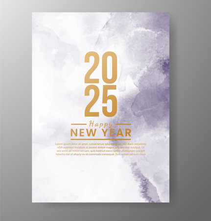 Happy new year 2025 card template with watercolor backgroundのイラスト素材
