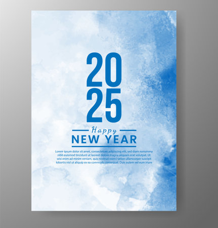 Happy new year 2025 card template with watercolor backgroundのイラスト素材