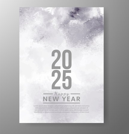 Happy new year 2025 card template with watercolor backgroundのイラスト素材