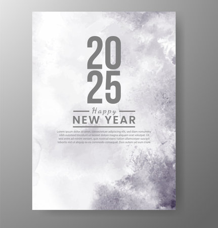 Happy new year 2025 card template with watercolor backgroundのイラスト素材