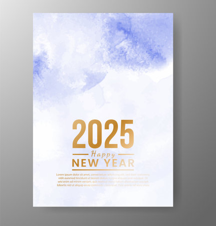 Happy new year 2025 card template with watercolor backgroundのイラスト素材