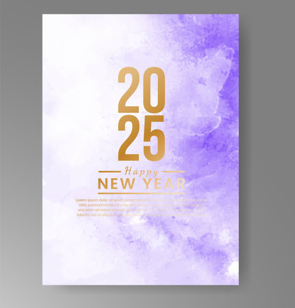 Happy new year 2025 card template with watercolor backgroundのイラスト素材
