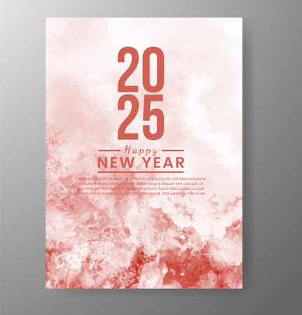 Happy new year 2025 card template with watercolor backgroundのイラスト素材