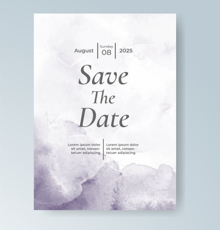 Wedding card invitation template with hand painted watercolor splashのイラスト素材
